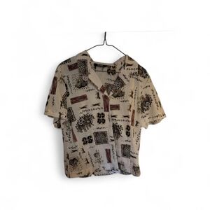 Vintage Safari/Animal Print Blouse